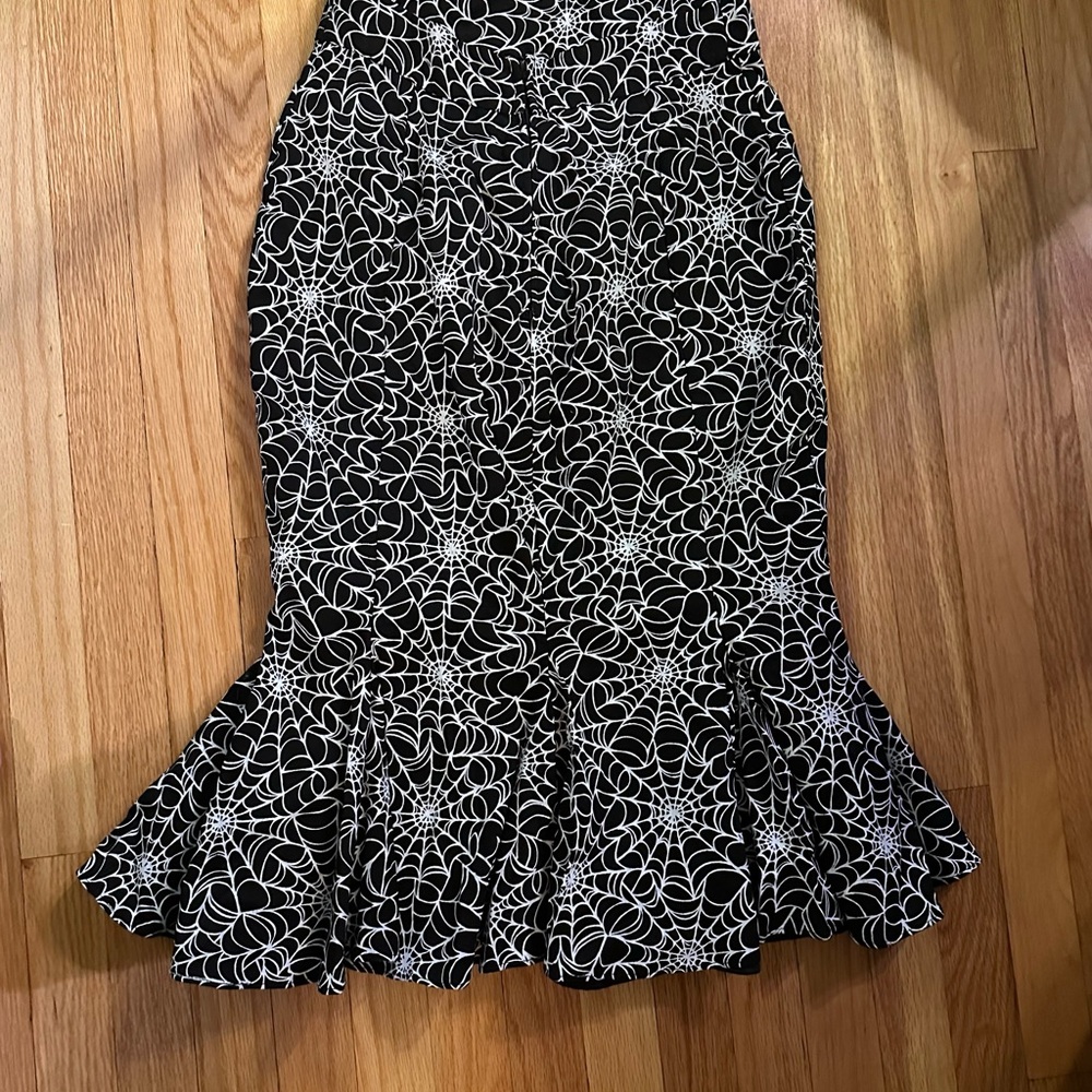 Pinup Couture Black and White Spider Web corset skirt
